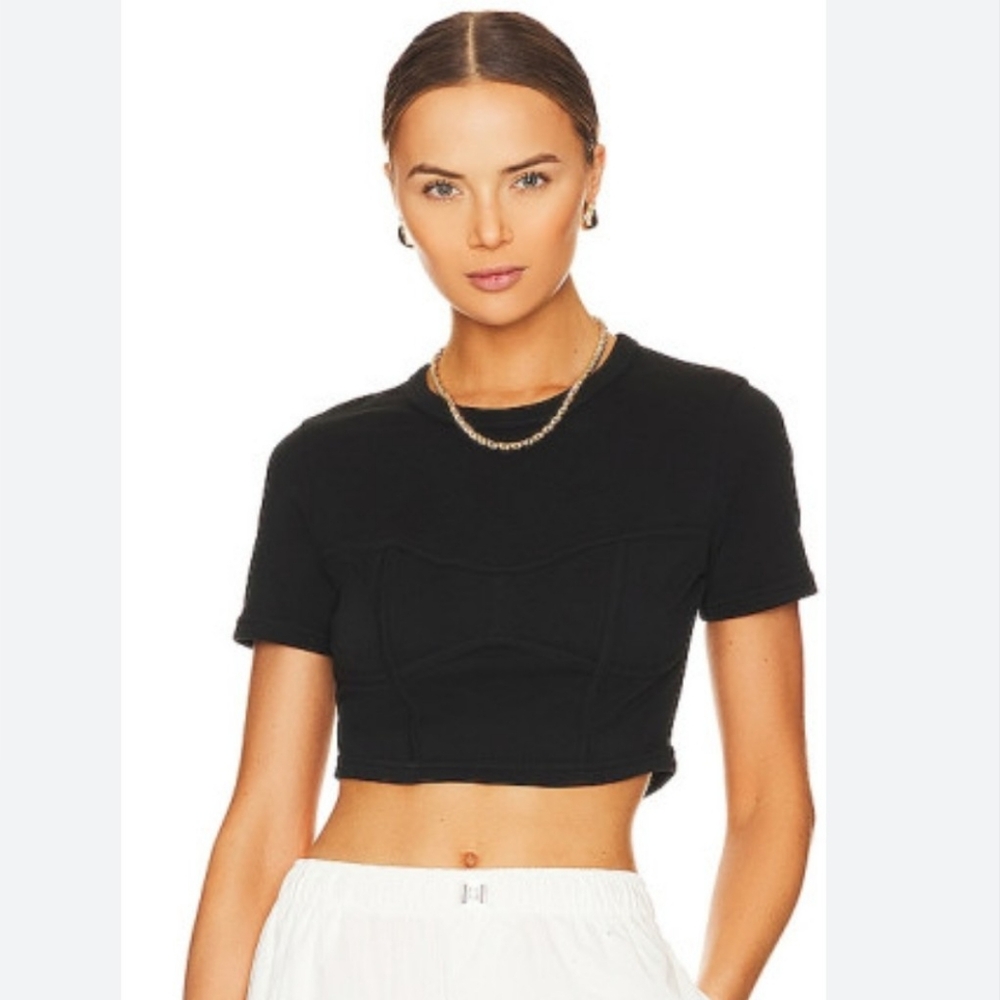 A.L.C. Wren Tee Black Bustier Crop‎